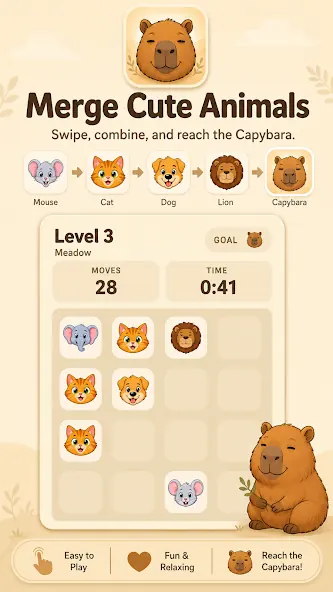 Merging cute animals in Capybara Grow
