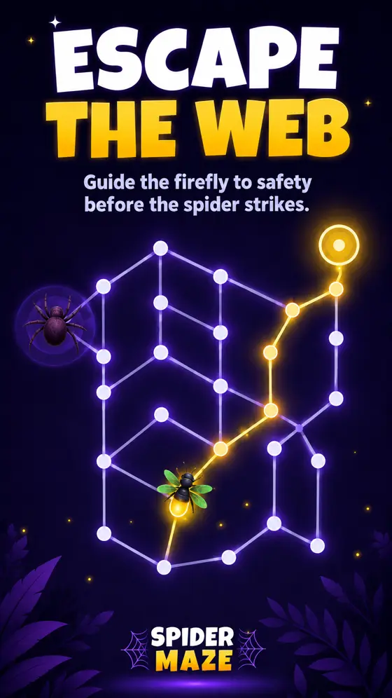Firefly escaping a spider web in Spider Maze
