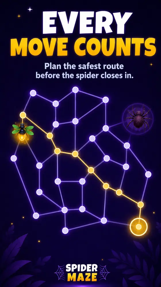 Firefly choosing a route through colored web strands
