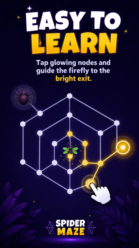 Spider Maze tutorial showing how to tap glowing nodes