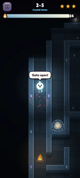 Level 2-5, the first maze with two gates. A key only opens the gate of its own colour.